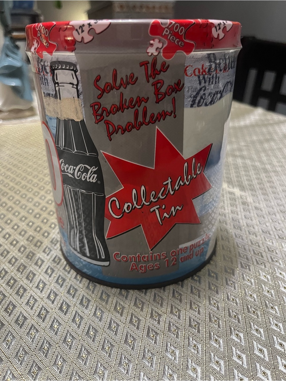 Coca Cola Red and White Collectible Puzzle Tin
